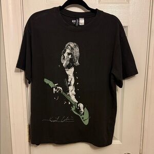 Divided Black Graphic Tee with Green Accent